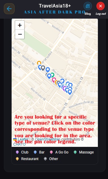 Explain colour pins in used map/area, Pattaya Explain colour pins in used map/area
